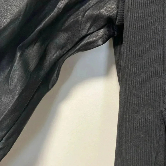 Naketano the poet’s choice black leather sleeves  full zip hoodie - Picture 3 of 7